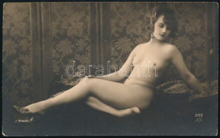 cca 1910-1920 Akt fotó, J. Mandel Paris műterméből, 13,5×8,5 cm