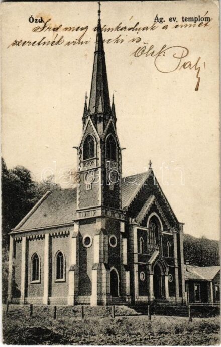 1916 Ózd, Evangélikus templom. Zsiros Sándor kiadása (EK)
