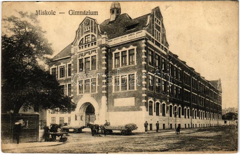 1924 Miskolc, Gimnázium. Vasúti levelezőlapárusítás 4872. (EK)