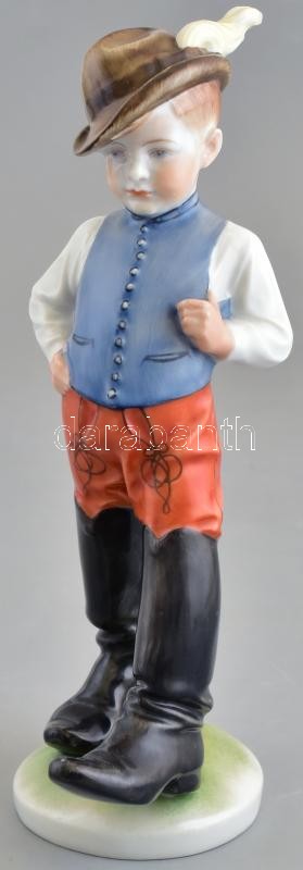 Herendi 1943, csizmás fiú, kézzel festett, jelzett, hibátlan m: 21 cm
