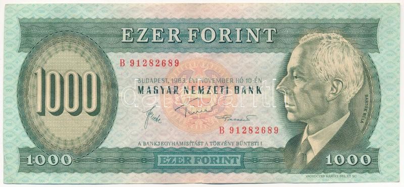 1983. november 10. 1000Ft 'B 91282689' T:III szép papír Adamo F45