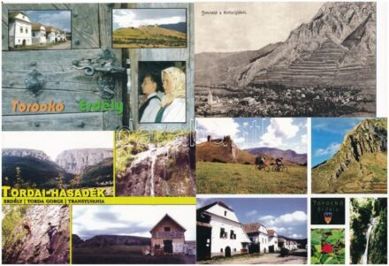 TOROCKÓ - 8 db MODERN képeslap + 1 Százszorkép reklámlap / Rimetea - 8 modern postcards + 1 advertising card
