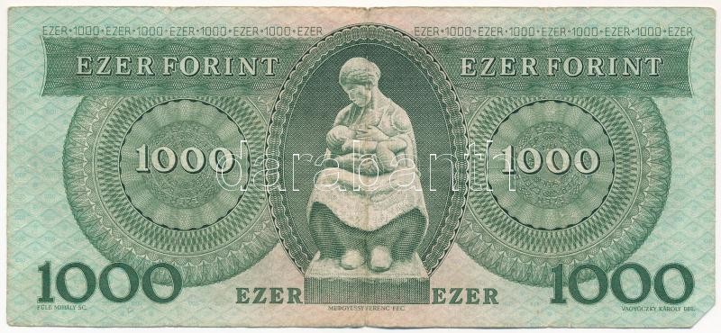 1983. március 25. 1000Ft 'A 36117856' T:III kis szakadás, kis firka Adamo F44 - Image 2