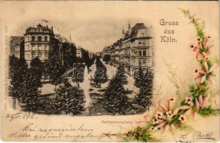 1898 (Vorläufer) Köln, Cologne; Barbarossaplatz / square. Art Nouveau, floral litho (fl)