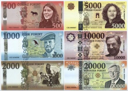 2018. 'Soros pénz' 500Ft + 1000Ft + 2000Ft + 5000Ft + 10.000Ft + 20.000Ft fantázia bankjegy T:I,I-