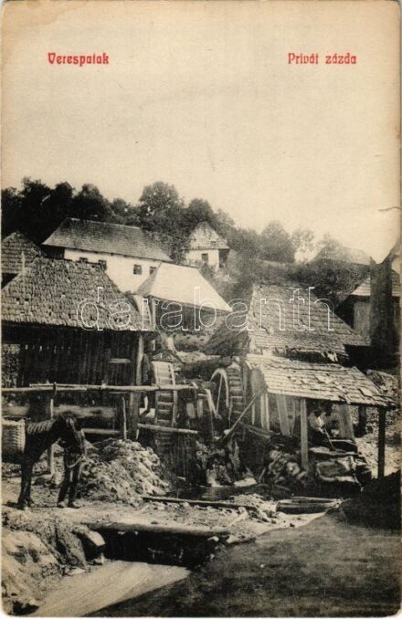 Verespatak, Goldbach, Rosia Montana; Privát zárda, vízimalom. Szkalangya József kiadása / nunnery, watermill