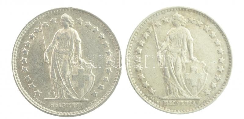 Svájc 1951B 1/2Fr Ag (2x) T:2 patina Switzerland 1951B 1/2 Franc Ag (2x) C:XF patina Krause KM#23 - Image 2