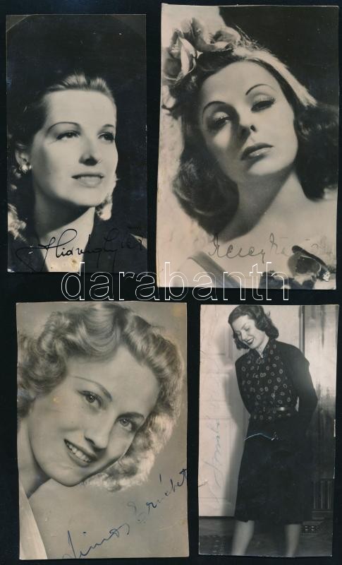 8 db aláírt vagy dedikált magyar színész fotólap vagy fotó az 1940-60 körüli időszakból: Hidvéghy Valéria (1914-2011), Kovács Károly (1902-1990), Madarász László (1903-1969), Sándor Izabella (1914-1989), stb., többségében