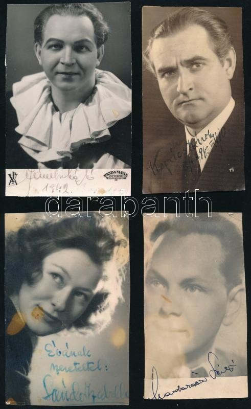 8 db aláírt vagy dedikált magyar színész fotólap vagy fotó az 1940-60 körüli időszakból: Hidvéghy Valéria (1914-2011), Kovács Károly (1902-1990), Madarász László (1903-1969), Sándor Izabella (1914-1989), stb., többségében - Image 2