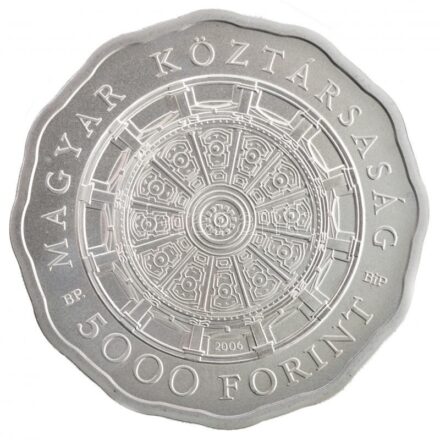 2006. 5000Ft Ag 'Esztergomi bazilika' kapszulában, tájékoztatóval T:BU ujjlenyomat, kis patina Adamo EM205