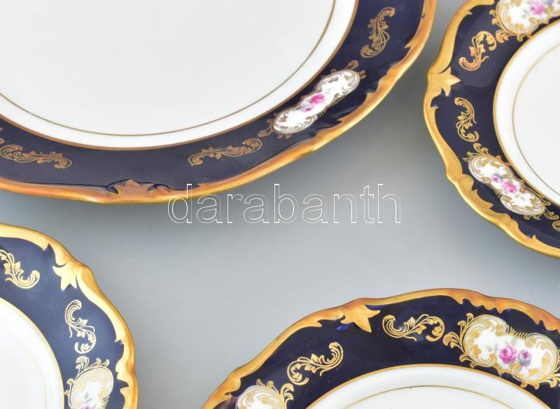 Echt Kobalt, német süteményeskészlet, matricás porcelán, jelzett, kopásnyomokkal, d: 19-28cm - Image 2