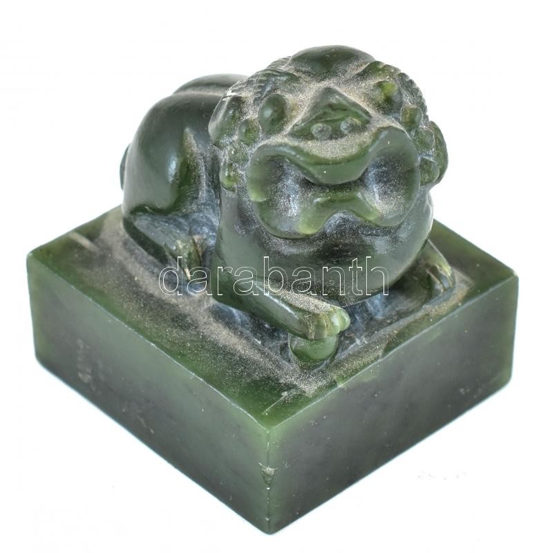 Pho kutyát ábrázoló régi, kínai pecsétnyomó. faragott jade kő 5 cm / Pho dog Chinese jade seal maker