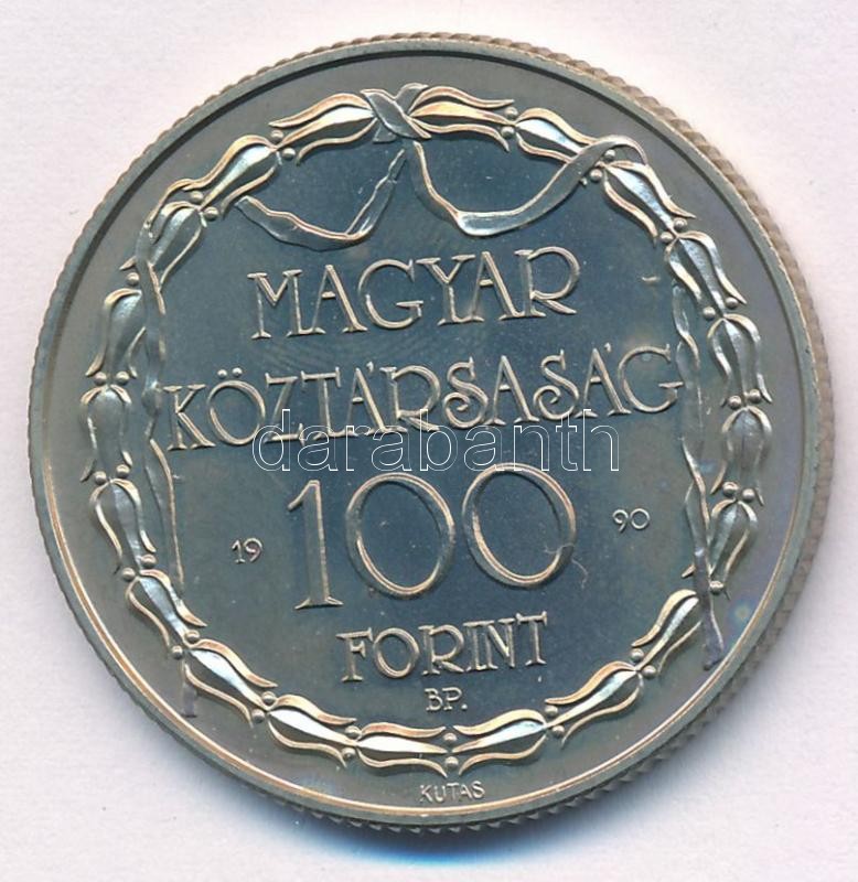 1990. 100Ft Cu-Ni '200 éves a hivatásos magyar nyelvű színjátszás' T:BU ujjlenyomat, patina Adamo EM118 - Image 2