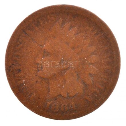 Amerikai Egyesült Államok 1864. 1c bronz 'Indián' T:3 USA 1864. 1 Cent bronze 'Indian Head' C:F