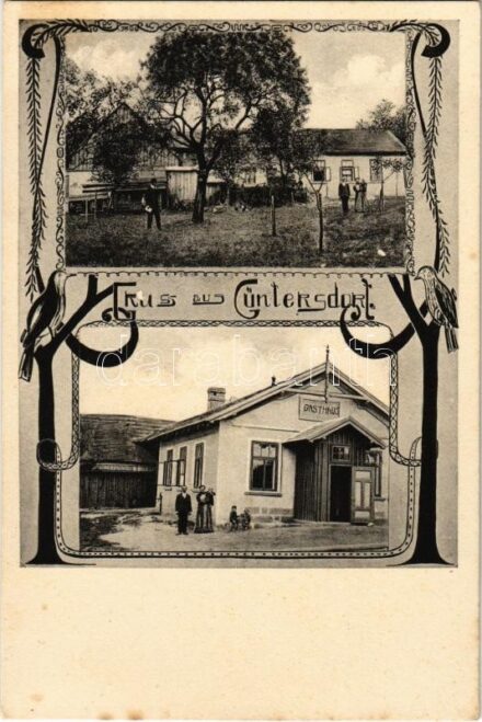 Huntírov, Güntersdorf; Gasthaus / inn, hotel. Fotogr. S. Gyarmati (Wien). Art Nouveau (fl)