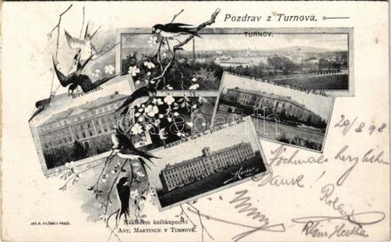 1898 (Vorläufer) Turnov, Sirotcinec, Kasarna c. s . pluku c. 94., Kasarna c. a k. zem. obrany c. 10. / K.u.k. military barracks, orphanage. Ant. Martince Art Nouveau, floral