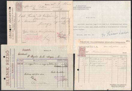 1935-1941 Kalocsa, 10 db különféle, nagyrészt fejléces számla, a kalocsai papnevelde/kisszeminárium részére címezve