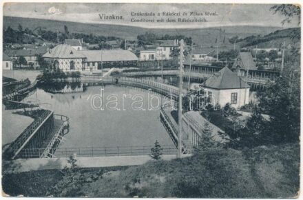 1912 Vízakna, Salzburg, Ocna Sibiului; Cukrászda a Rákóczi és Mikes tóval. Hecht Otto kiadása / Conditorei mit dem Rákócziteich / confectionery, lakes (EK)
