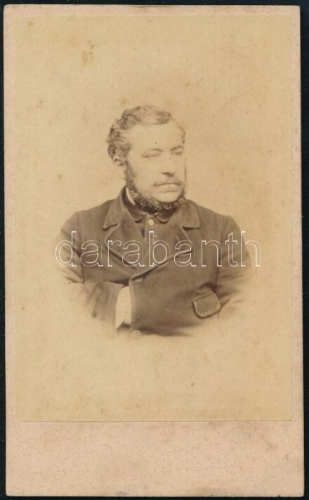 cca 1865 Novák János, keményhátú fotó Strezek bécsi műterméből, 10,5×6 cm