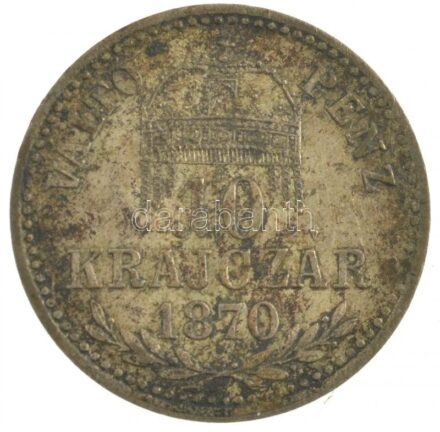 1870KB 10kr Ag 'Váltó Pénz' T:2,2- patina Adamo M10.1