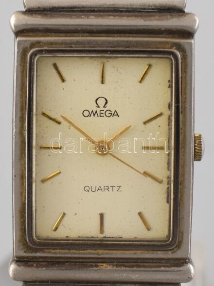 Omega férfi karóra, acél szíjjal, japán szerkezettel, működik, d:25mm