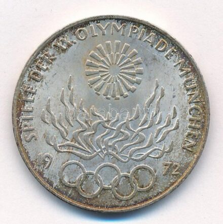 NSZK 1972F 10M Ag 'MünchenI Olimpia / Olimpiai Láng' T:1-,2 patina FRG 1972F 10 Mark Ag 'Olympic Games Munich / Olympic Flame' C:AU,XF patina Krause KM#135