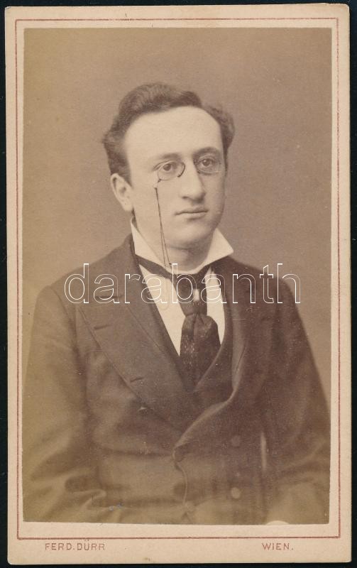 1878 Henry Elsner, keményhátú fotó Dürr bécsi műterméből, hátoldalon dedikált, 10,5×6,5 cm
