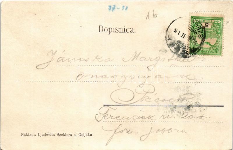 1905 Eszék, Essegg, Osijek; Zupanijska ulica / Komitatsgasse / utca, Rudolf Ungár üzlete / street view, shops (r) - Image 2