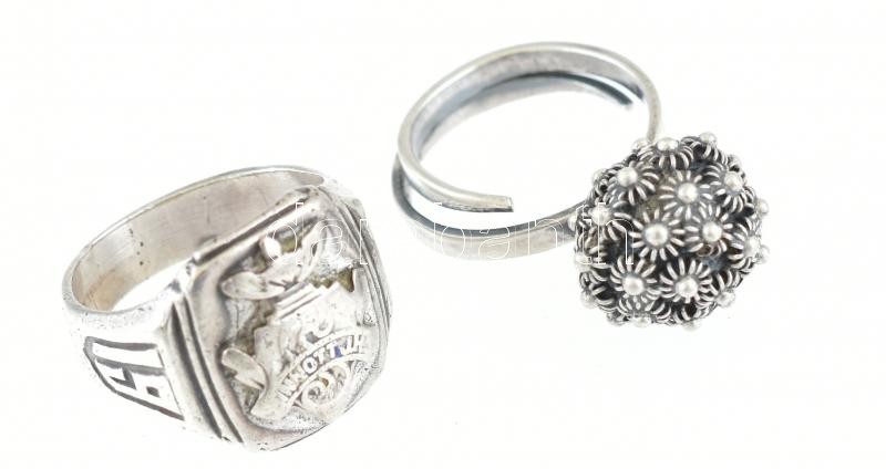 Ezüst (Ag) 2 db gyűrű, jelzett, m:56, másik állítható, nettó:15,7g