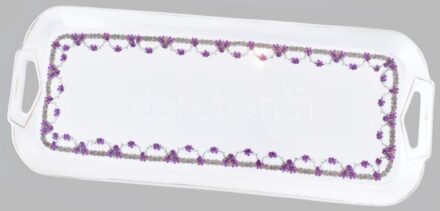 Régi cseh szendvicses tál, részben kézzel festett, jelzett, kopott, 40x17cm