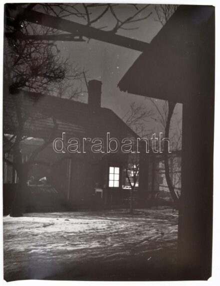 1955 Berekméri Zoltán (1923-1988): Téli éj, feliratozott fotóművészeti alkotás, 39×30 cm