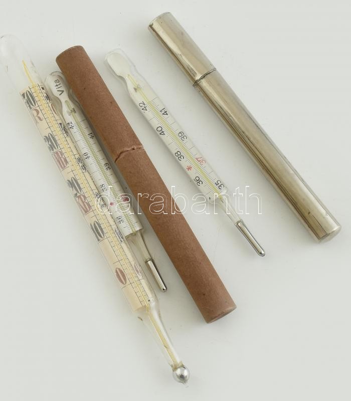3db régi lázmérő, működik, h:13-19cm