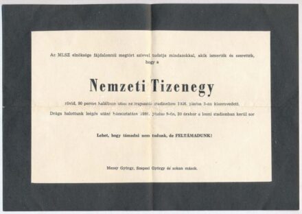 1986 A Nemzeti Tizenegy gyászjelentése (1986. június 2., Szovjetunió-Magyarország 6-0 mérkőzés), hajtott