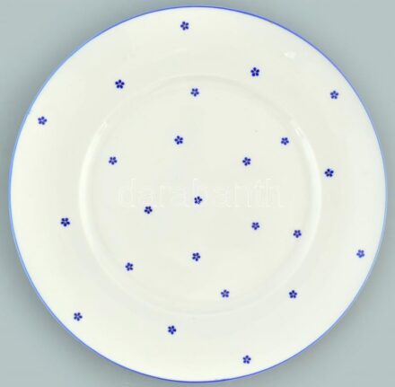 Óherendi Tertia virág mintás tányér, kézzel festett porcelán, jelzett, kopásnyomokkal, d:25cm