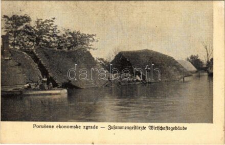 1931 Apatin, Porusene ekonomske zgrade / Zusammengestürzte Wirtschaftsgebäude / összeomlott gazdasági épületek. M. Gass kiadása / collapsed economic buildings (vágott / cut)