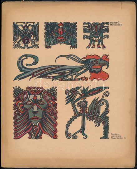 1914 Nagy Sándor szecessziós grafikák, 'Fantáziás mütyürkék', részlet a Díszítő Művészetből