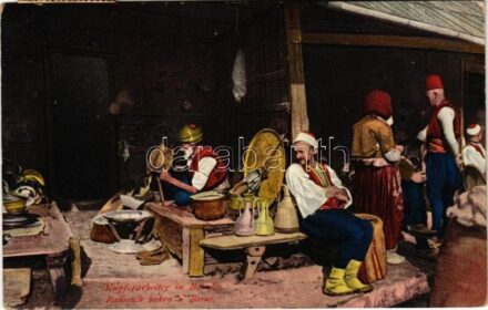 1915 Sarajevo, Kupferarbeiter in Bosnien / Radionik bakra in Bosni / Bosnian folklore, copper workers + 'K.und K. MILIT. POST SARAJEVO'