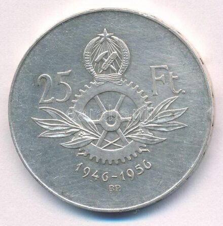 1956. 25Ft Ag '10 éves a Forint (Jó Forint sor)' T:2 ph. Adamo EM6