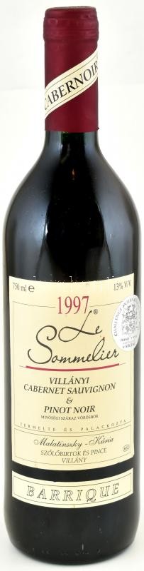 1997 Malatinszky Kúria, Villány, Cabernet Sauvignon & Pinot noir, Barrique. 750ml/13%Vol (Szakszerűen tárolt.)
