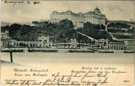 1900 Budapest I. Királyi lak és várbazár, uszályok. Schmidt Edgar (kopott sarkak / worn corners)