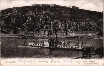 1900 Budapet XI. Gellérthegy, Citadella, 'HATTYÚ' gőzhajó. Klein V. kiadása (kopott sarkak / worn corners)