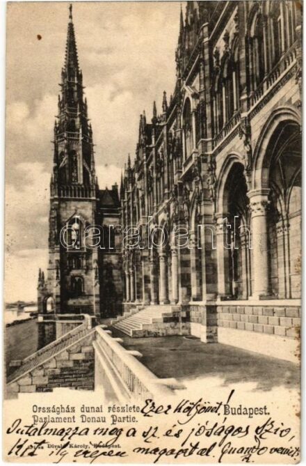 1904 Budapest V. Országház dunai részlete. Divald Károly 491. sz. (EK)
