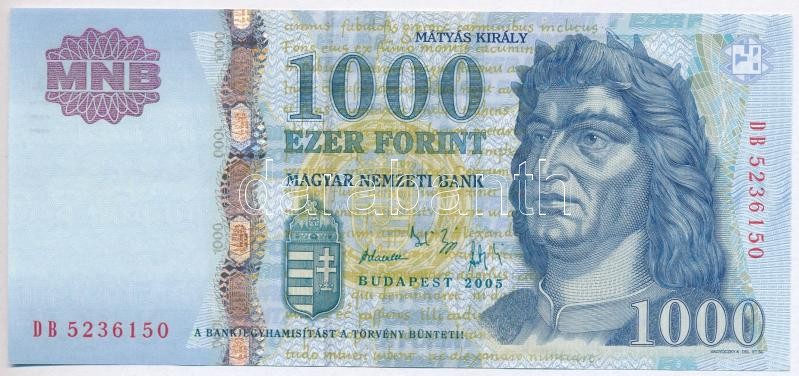 2005. 1000Ft 'DB 5236150' T:II,II- Adamo F55F1
