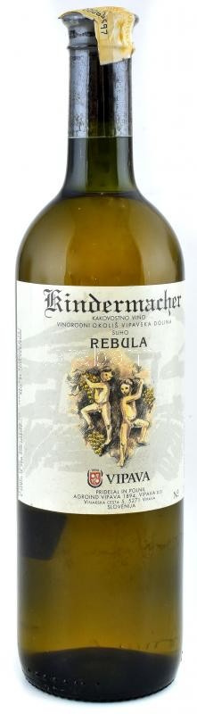 Vipava Kindermacher Rebula, bontatlan palack szlovén fehérbor, 11,5%, 0,75 l.