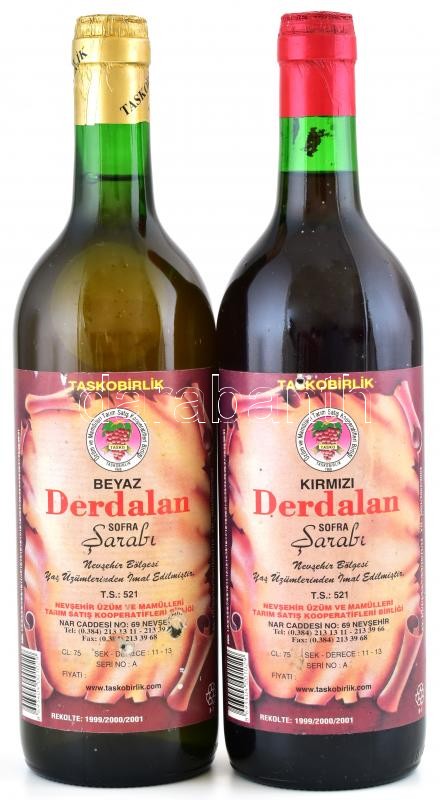 Taskobirlik Kirmizi Derdalan Sofra Sarabi és Taskobirlik Beyaz Derdalan Sofra Sarabi, bontatlan palack török vörös és fehérbor, 0,75 l.x2