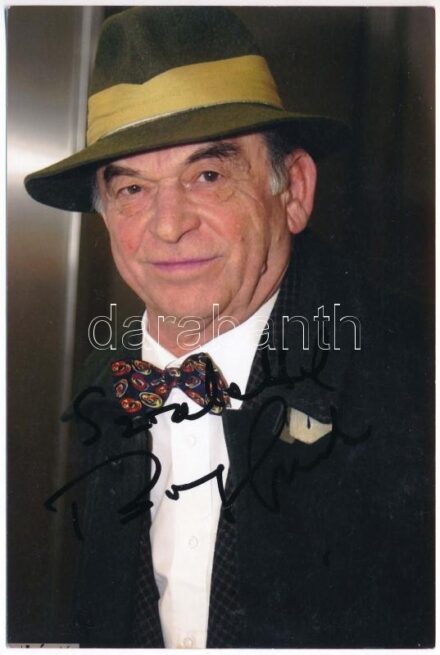 Bodrogi Gyula (1934-) színész aláírása az őt ábrázoló fotón