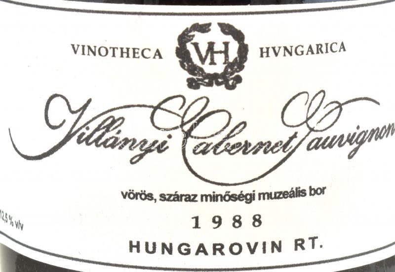1988 Hungarovin Villányi Cabernet Sauvignon, szakszerűen tárolt bontatlan palack száraz vörösbor, 12.5%, 0,75l. - Image 2