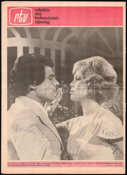 Sztankay István, Káldi Nóra, Ronyecz Mária, Kálmán György aláírása saját képükön magazin lapjain