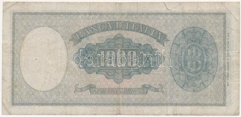 Olaszország 1947. 1000L T:III,III- Italy 1947. 1000 Lire C:F,VG Krause P#83 - Image 2