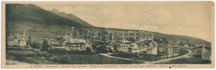 Újtátrafüred, Neu-Schmecks, Novy Smokovec (Magas-Tátra, Vysoké Tatry); Kilátás az új szanatóriumból. Hajtatlan panorámalap / unfolded panoramacard (EK)